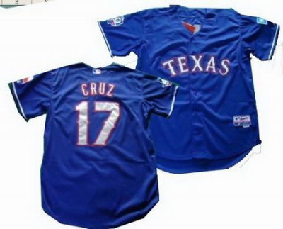 Texas Rangers 17# Nelson Cruz blue Cool Base 40th patch Jersey