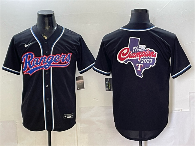 Men's Texas Rangers Team Big Logo 2026 Fashion Replica Black Out Stitched Baseball Jersey