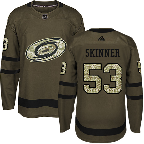 Adidas Hurricanes #53 Jeff Skinner Green Salute to Service Stitched NHL Jersey