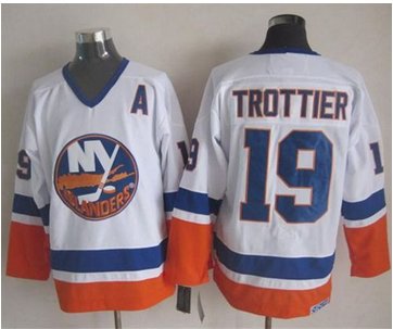 New York Islanders #19 Bryan Trottier White CCM Throwback Stitched NHL Jersey