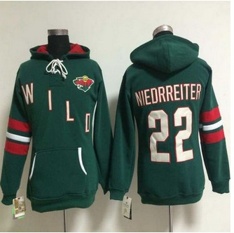 Women Minnesota Wild #22 Nino Niederreiter Green Old Time Heidi NHL Hoodie