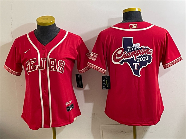 Women's Texas Rangers Team Big Logo Red 2026 City Connect Stadium Stitched Baseball Jersey(Run Small) 001