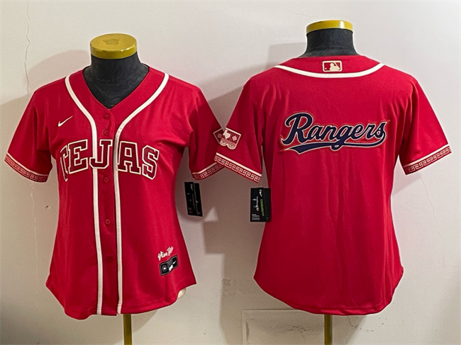 Women's Texas Rangers Team Big Logo Red 2026 City Connect Stadium Stitched Baseball Jersey(Run Small)S