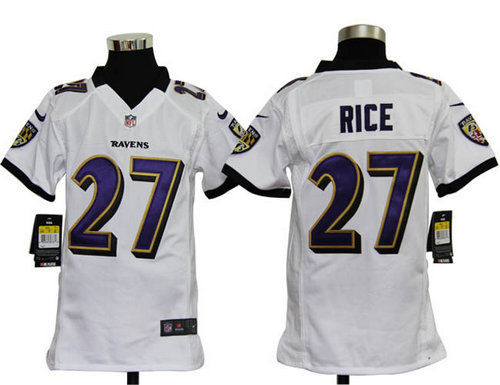 Nike NFL Youth Baltimore Ravens 27 Ray Rice White Jerseys