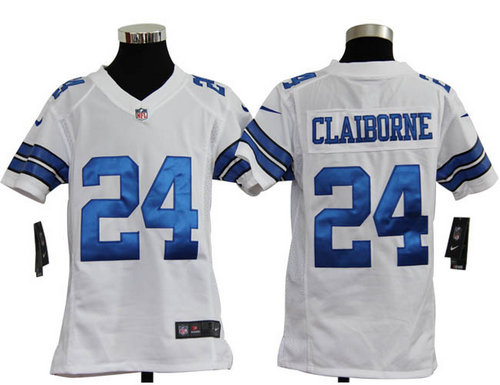 Kids Nike Dallas Cowboys #24 Morris Claiborne White Jerseys