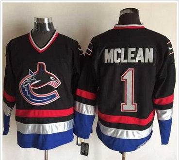 Vancouver Canucks #1 Kirk Mclean Black Blue CCM Throwback Stitched NHL Jersey