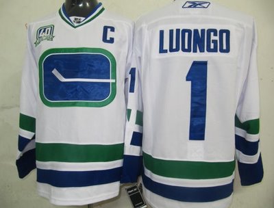 NHL Vancouver Canucks 1 Roberto Luongo White Jerseys(The third section)