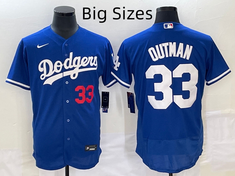 Big Sizes Men's Los Angeles Dodgers #33 James Outman Blue Flex Base Stitched Baseball Jersey