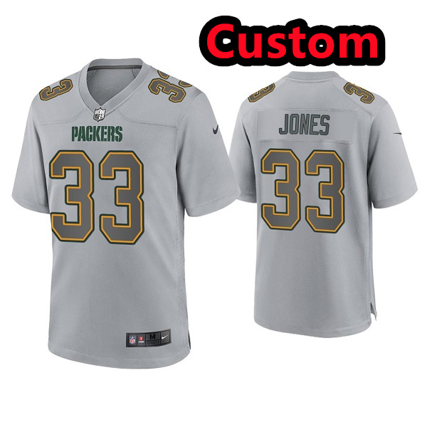 Custom Men's Green Bay Gray Atmosphere Fashion Stitched Jersey