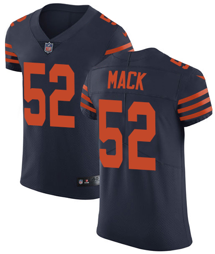 Navy blue Chicago Bears Khalil Mack #52 , 4”x5” inch Bear face logo on sleeves