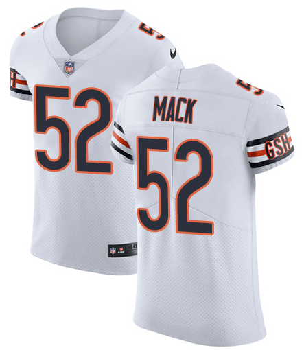 White Chicago Bears Khalil Mack #52 , 4”x5” inch Bear face logo on sleeves