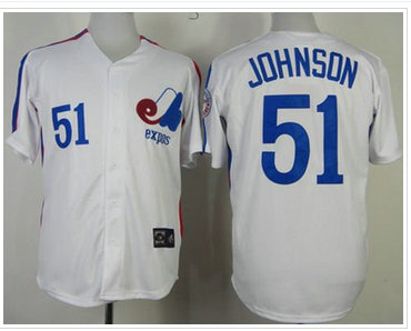 Montreal Expos #51 Randy Johnson White Mitchell And Ness Throwback Baseball Jersey