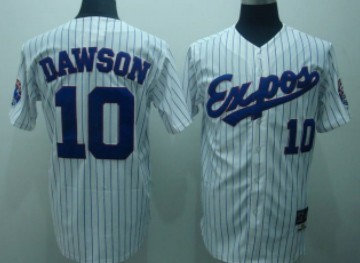 Montreal Expos 10 Dawson White Pinstripe Throwback Jersey