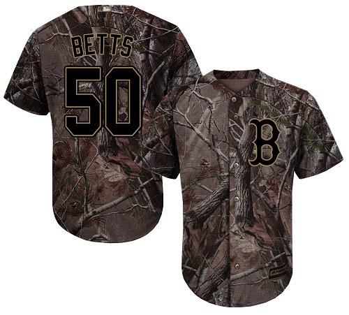 Red Sox #50 Mookie Betts Camo Realtree Collection Cool Base Stitched Youth Baseball Jersey