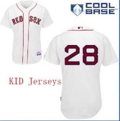 MLB Boston Red Sox 28# Gonzalez White Cool Base Kid Jerseys