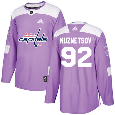 Adidas Capitals #92 Evgeny Kuznetsov Purple Authentic Fights Cancer Stitched Youth NHL Jersey