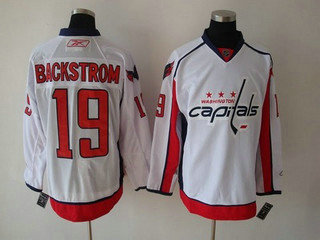 youth Kids Washington Capitals 19 Backstrom white kids(red number)