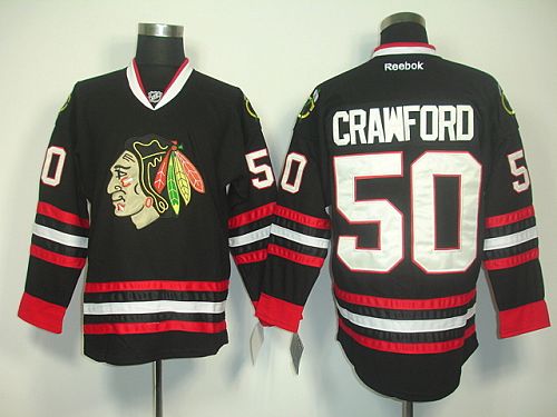 Youth Blackhawks #50 Corey Crawford Black Stitched NHL Jersey