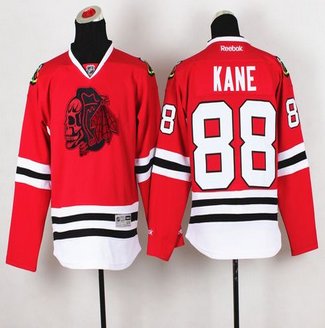Youth Chicago Blackhawks #88 Patrick Kane Red(Red Skull) Stitched NHL Jersey