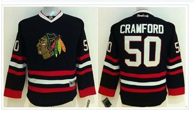 Youth NHL Blackhawks #50 Corey Crawford Black Stitched Jersey