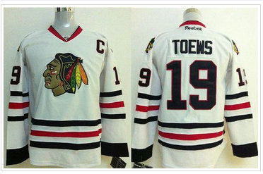 Youth NHL Chicago Blackhawks #19 Jonathan Toews White Jersey