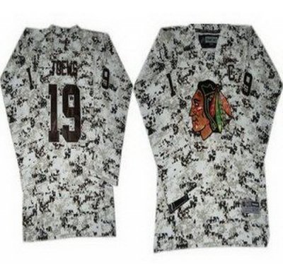 Youth Kids Chicago Blackhawks 19 Janathan Toews White Camo NHL Jerseys