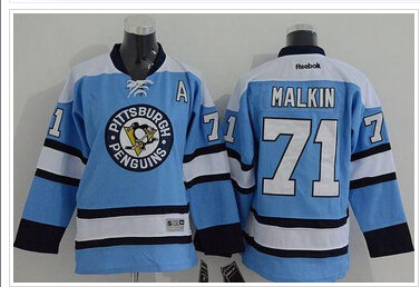 Youth NHL Penguins #71 Evgeni Malkin Blue Stitched Jersey