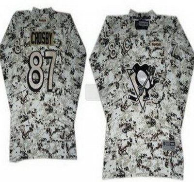 Youth Kids Pittsburgh Penguins 87 Sidney Crosby White Camo NHL Jerseys