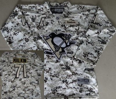 Youth Kids Pittsburgh Penguins 71 Evgeni Malkin White Camo NHL Jerseys
