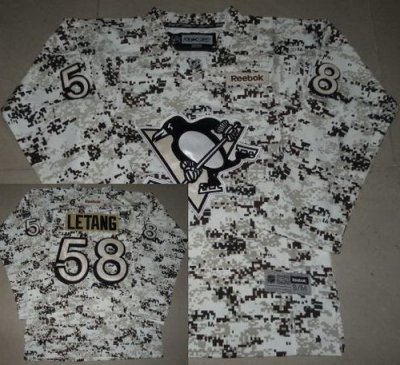 Youth Kids Pittsburgh Penguins 58 Kris Letang White Camo NHL Jerseys