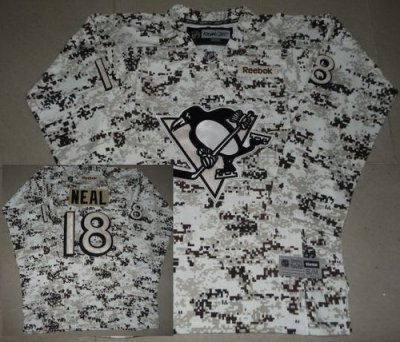 Youth Kids Pittsburgh Penguins 18 James Neal White Camo NHL Jerseys