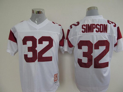 USC Trojans 32 O.J. Simpson White Embroidered NCAA Jersey