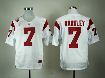 Nike USC Trojans Matt Barkley 7 White Pac-12 C Patch College Football Jerseys