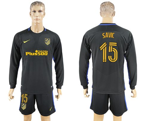 Atletico Madrid #15 Savic Away Long Sleeves Soccer Club Jersey