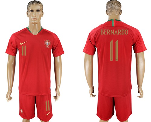 Portugal #11 Bernardo Home Soccer Country Jersey