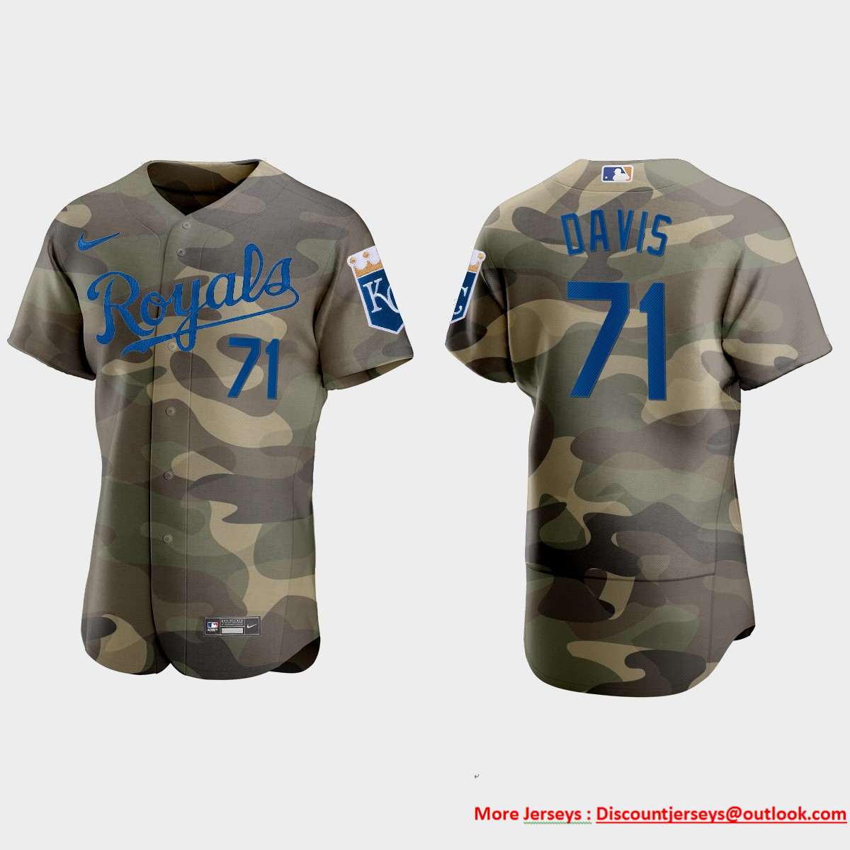 Kansas City Royals #71 Wade Davis Men's Nike 2021 Armed Forces Day Authentic MLB Jersey -Camo