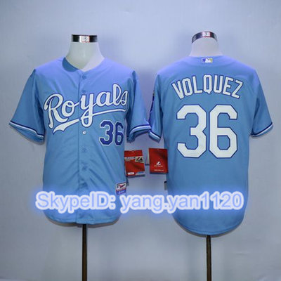 Royals #36 Edinson Volquez Light Blue Alternate 1 Cool Base Stitched MLB Jersey