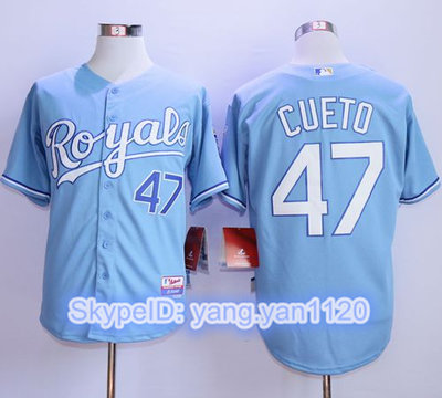 Royals #47 Johnny Cueto Light Blue Alternate 1 Cool Base Stitched MLB Jersey