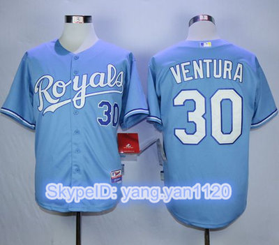 Royals #30 Yordano Ventura Light Blue Cool Base Stitched MLB Jersey