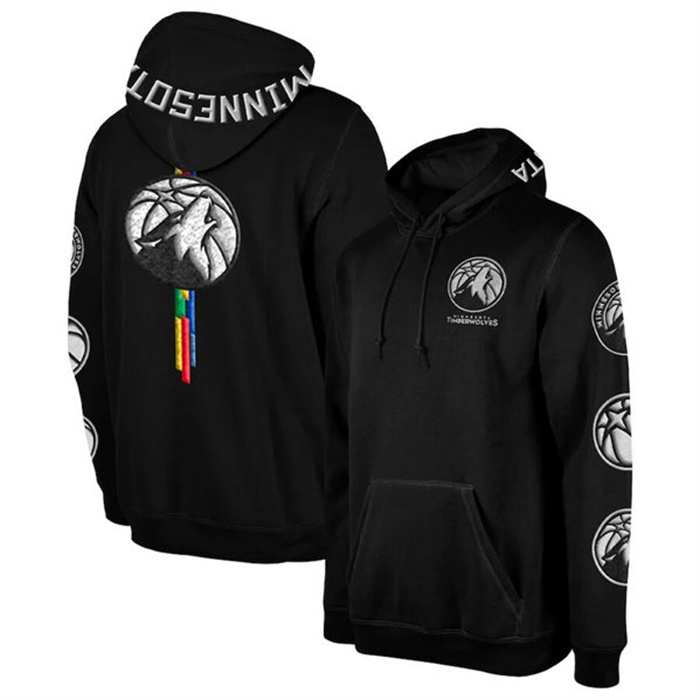 Men's Minnesota Timberwolves Black 2022 23 City Edition Elite Pack Pullover Hoodie