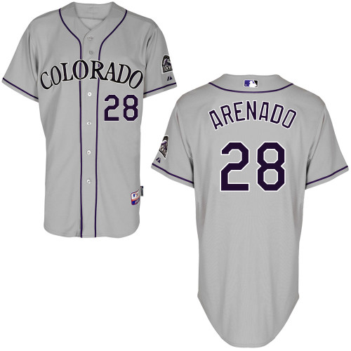 Colorado Rockies #28Nolan Arenado Authentic Personalized Road Gray Jersey