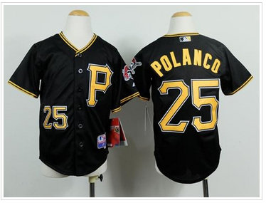 Youth MLB Pittsburgh Pirates #25 Gregory Polanco Black Cool Base Stitched Baseball Jersey
