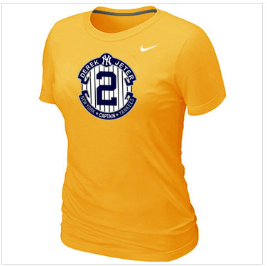 New Derek Jeter New York Yankees Official Final Season Commemorative Logo Women's Blended T-Shirt Yellow