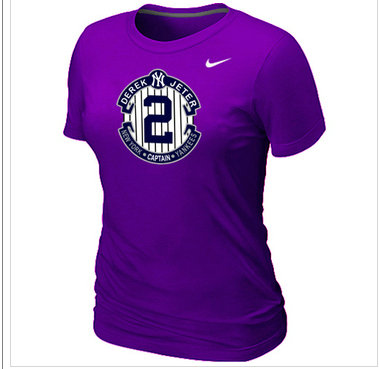 New Derek Jeter New York Yankees Official Final Season Commemorative Logo Women's Blended T-Shirt Purple