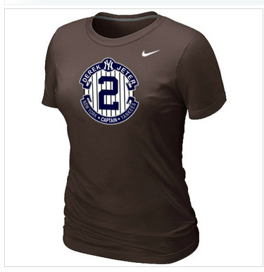 New Derek Jeter New York Yankees Official Final Season Commemorative Logo Women's Blended T-Shirt Brown
