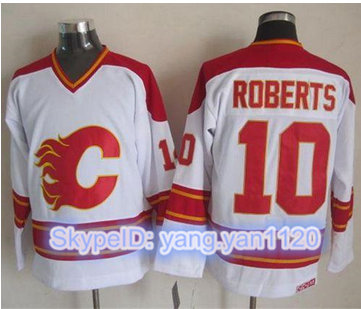 Calgary Flames #10 Gary Roberts White CCM Throwback Stitched NHL Jersey