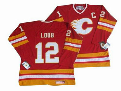 Calgary Flames 12 Hakan Loob red throwback ccm jerseys