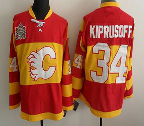 Calgary Flames 34 Miikka Kiprusoff Red Heritage Cl