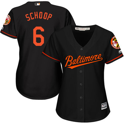 Orioles #6 Jonathan Schoop Black Alternate Women's Stitched MLB Jersey