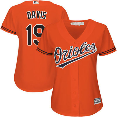 Orioles #19 Chris Davis Orange Alternate Women's Stitched MLB Jersey